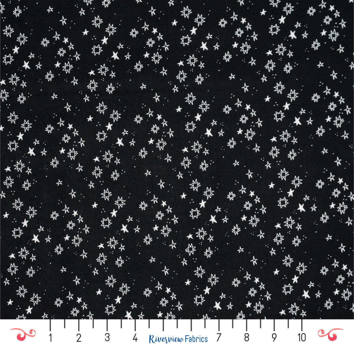 Quilty Stars Fabric By the Yard, Black/White