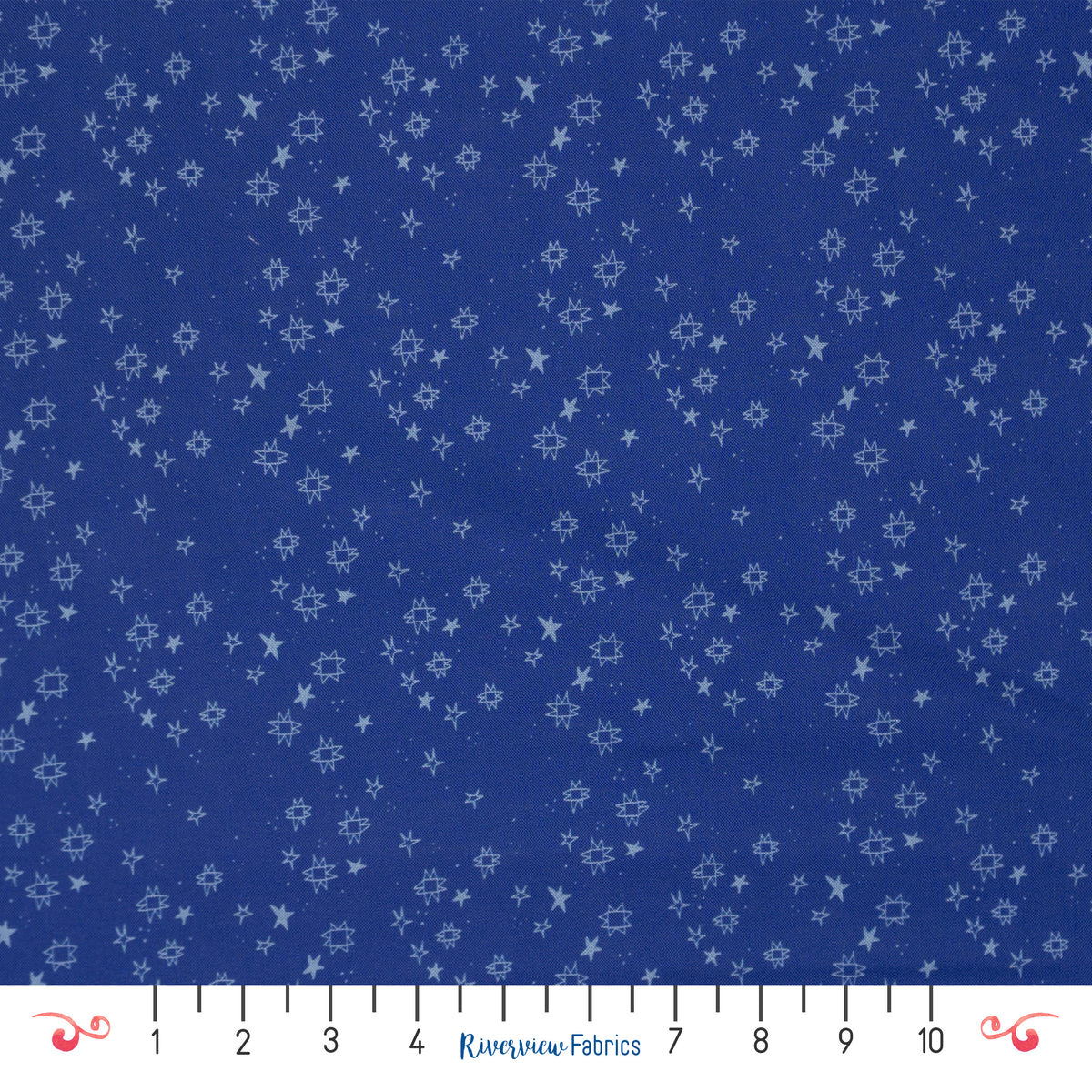 Quilty Stars Fabric By the Yard, Royal Blue