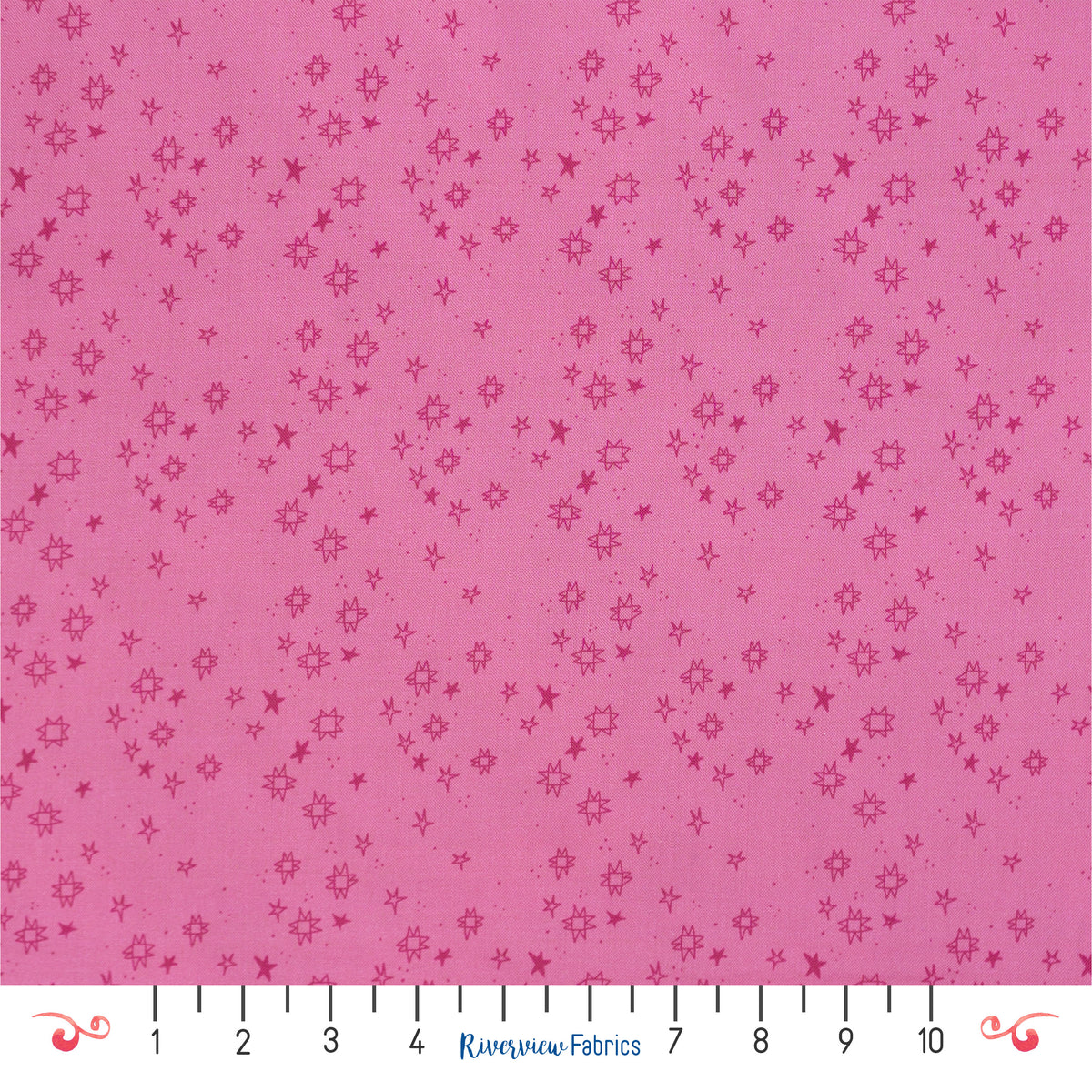 Quilty Stars Fabric By the Yard, Hot Pink