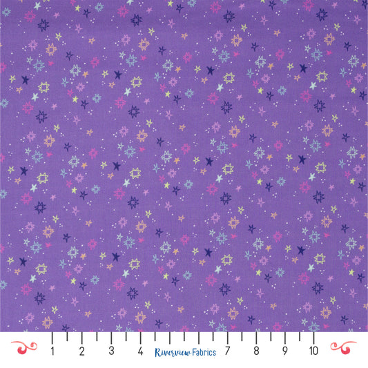 Quilty Stars Fabric By the Yard, Purple/Multi
